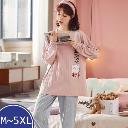 New Autumn Winter Pajama Sets Women Nightgown Plus Size Cotton Pajamas Sleepwear Home Pyjama Lounge Clothes Pyjamas M-5XL