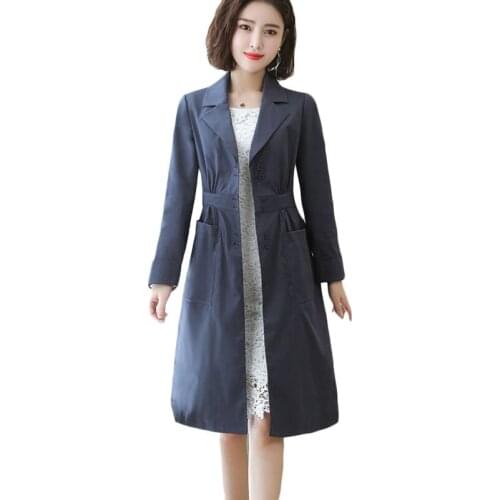 New Spring Autumn Women Trench coat Long Windbreaker coats Plus size Womens Single-breasted Outerwear Korean Casual coats A1147