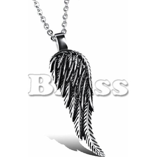 New Arrival Trendy Unique Mens Stainless Steel Angel Wing Pendant Fashion Men necklace Boy Gifts hombre collares