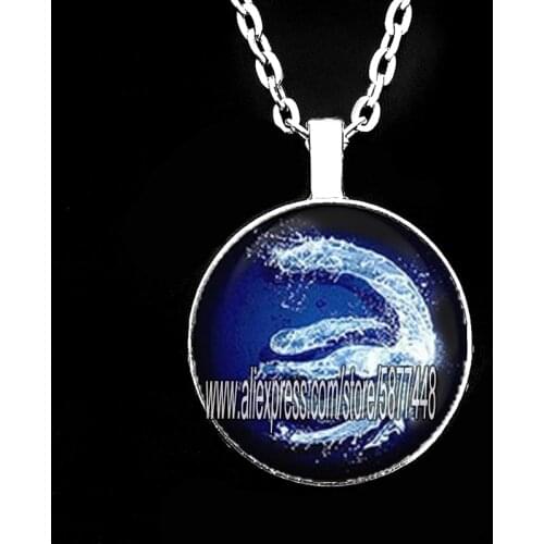 New Avatar The Last Airbender Glass Cabochon Necklace Air Nomad Fire and Water Tribe Chain Necklace