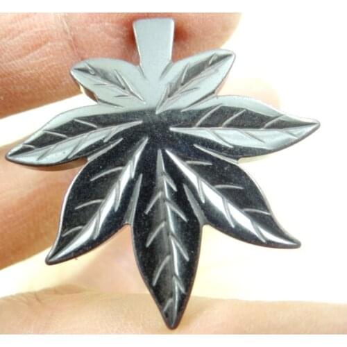 46*28MM Wholesale Natural stone Titanium Hematite stone Leaves pendant Jewelry Making charms Gem necklace 3pcs/lot A9
