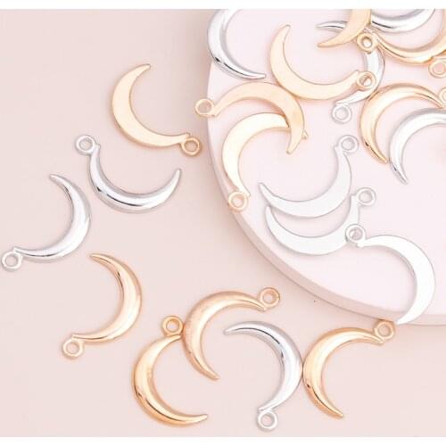 10pcs Gold Silver Color Moon Pendants for Making Necklaces Bracelets Small Jewelry Accessories Handmade Finding