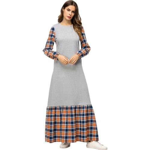 Casual Muslim Abaya Splicing Loose Style Arab Skirt Kimono Long Robe Gowns Muslim Ramadan Middle East Arab Islamic Clothing