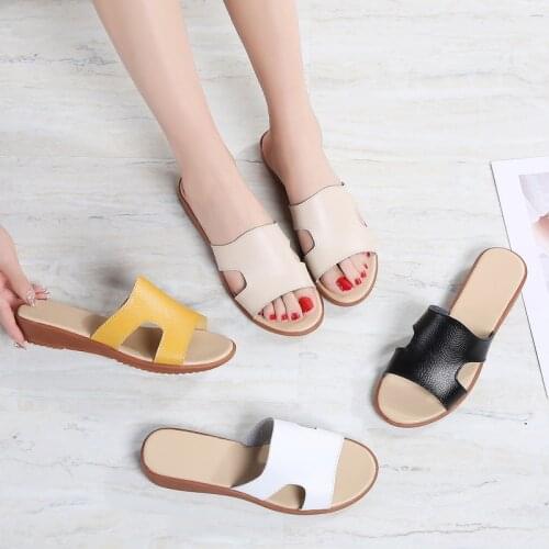 PUPUDA New Women Sandals Summer Wedges Shoes Slip On Comfortable Women Slippers Plus Size Solid Casual Shoes Women Flat Sandals