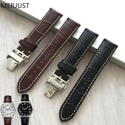 MERJUST 18mm 19mm 20mm 21mm 22mm Watch Band for Longines L2 Watch Strap Leather Watchband Genuine Leather Brand