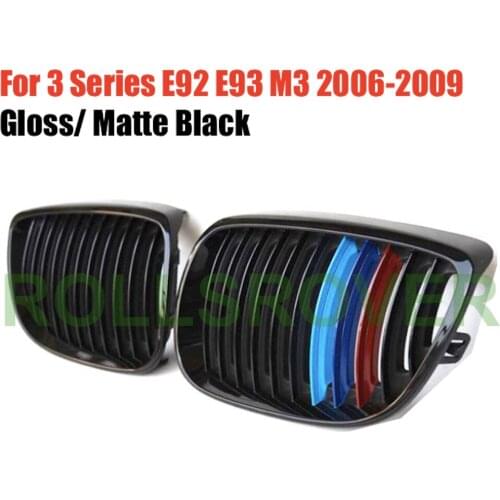 ROLLSROVER Front Bumper Grille Grill For 3 Series E92 E93 M3 2006-2009 3 Colors Single Slat Car Styling