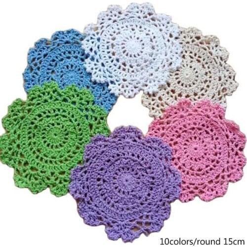 Luxury cotton table place mat lace crochet coffee placemat pad Christmas Xmas drink coaster cup mug tea dining doily kitchen