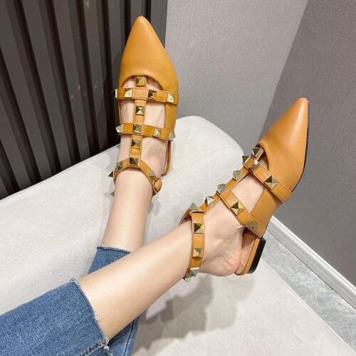 2021 Women Sandals Pointed Toe Ladies Sandals Slippers Fashion Flat Slides Causal Shoes Luxury Female Causal Thick Heels Sandals