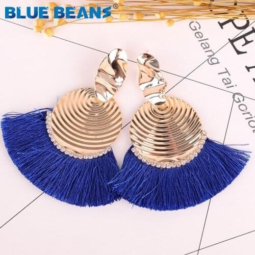 New tassel Earrings Fashion Shining Bohemian Big Long Drop Earring for Women Multicolor Handmade Statement Dangle Accessories