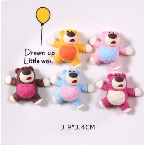 5Pcs Resin Lovely Mixed Bear Flatback Cabochon Scrapbook Kawaii Animal for DIY Phone Fridge Magnet Embellishments Accessories