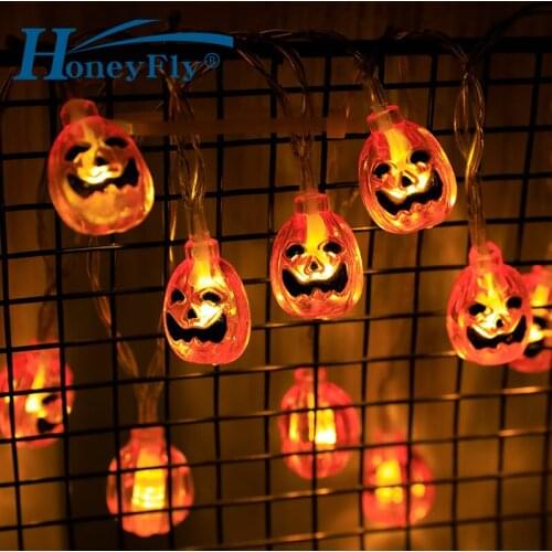 HoneyFly LED Halloween Pumpkin String Lantern Light USB Battery Powered 1.5m/3m/4.5m/6m Halloween Decoration Lantern Light