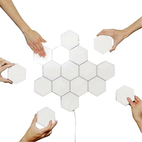 Hex LED White Night Light Panels Modern Quantum Smart Modular Touch Hexagon Wall DIY Magnetic Lamp for Bedroom Decor