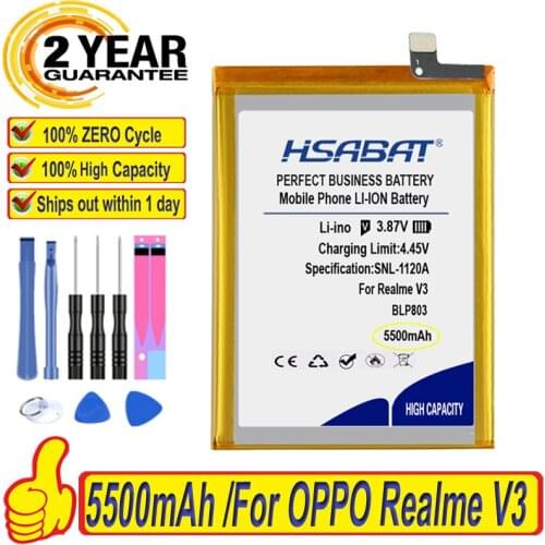 Top Brand 100% New 5500mAh BLP803 Battery for OPPO Realme V3 Batteries + free tools