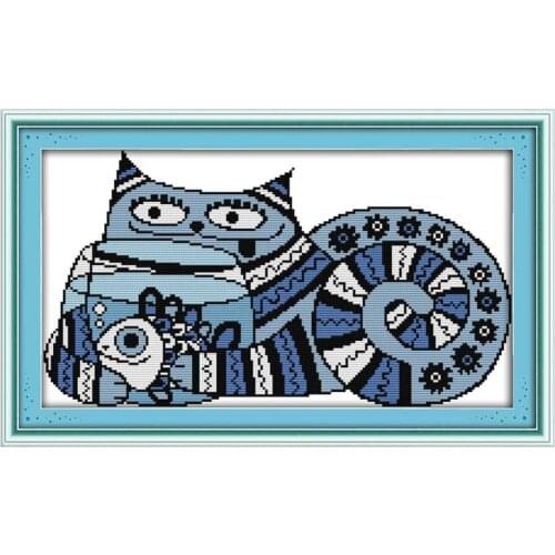 Greedy Cat Counted Cross Stitch 11CT Printed 14CT Handmade Cross Stitch Set cartoon Cross-stitch Kits Embroidery Needlework