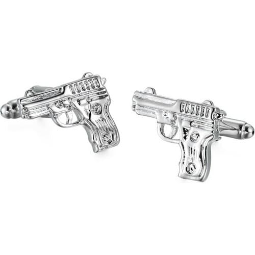 KC 891 High quality mens Silvery Cufflinks 007 pistol style Cufflinks French shirt sleeve button
