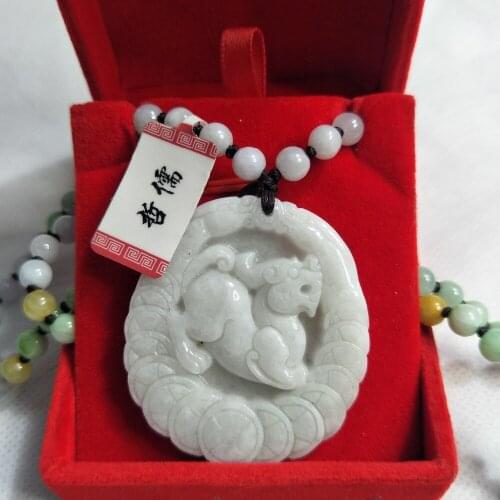 Zheru Jewelry Pure natural Jadeite light green good luck beast pixou pendant Jadeite jade necklace Send A-level certificate