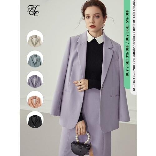FANSILANEN Multicolour Autumn Winter Casual Blazer Women Office Lady Black Jacket Blazer Oversize Female Purple Blazer Coat 2020
