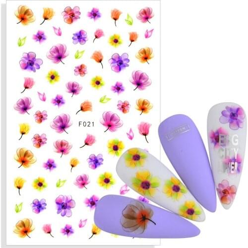 1 Sheet 2021 New Arrival Nail Sticker Blooming Flower Ultra-thin Adhesive Decals For Nails Art Decorations Manicure Accessorie
