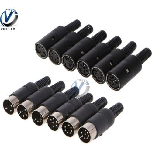 1Pc Male Plug /Female Socket DIN Connector Plug 3/4/5/6/7/8 PIN Chassis Cable Mount Chassis Cable Mount With Plastic Handle