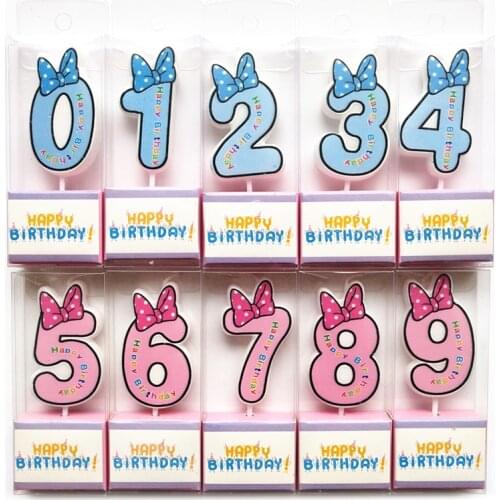 1 PC Blue Pink Cake Number Candle Birthday Party 0-9 Anniversary Cake Numbers Age Candle Childrens Party Decoration Supplies