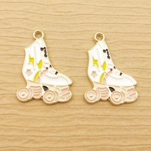 10pcs 20x29mm skating shoes charm enamel charm for jewelry making fashion earring pendant bracelet necklace charm