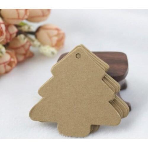 100pcs DIY Craft Christmas Tree Shaped Hang tag Note Packing Labels Candy Boxes/Handmade Cupcake Labels Paper Price Tag