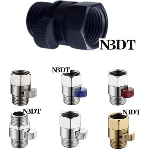 2Pcs G1/2" Brass Shut Off Valve With Thumb Switch For Hand Held Shower Handheld Bidet Sprayer Gold Matte Black Chrome L Elbow