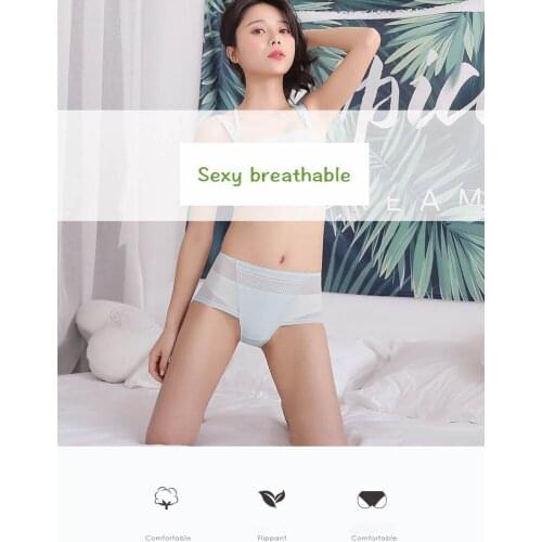 2Pcs Thin Mesh Breathable Underwear Seaweed Fabric Light Transparent Antibacterial Fabric Lingerie Intimates сексуальный