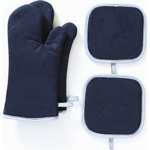 4pcs Oven Mitts and Pot Holders Sets Heat Resistant Soft Cotton Lining with Non-Slip Surface for Kitchen Baking BBQ @LS