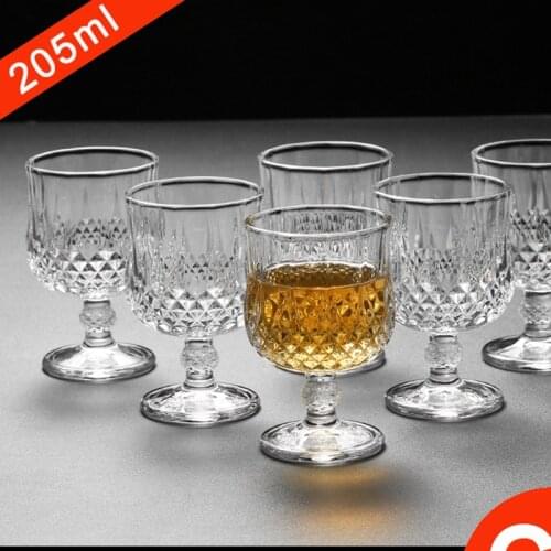 6 PCs European-Style Glass Diamonds Wine Glass Set Household Whisky Goblet Wine Glass Wine Glass