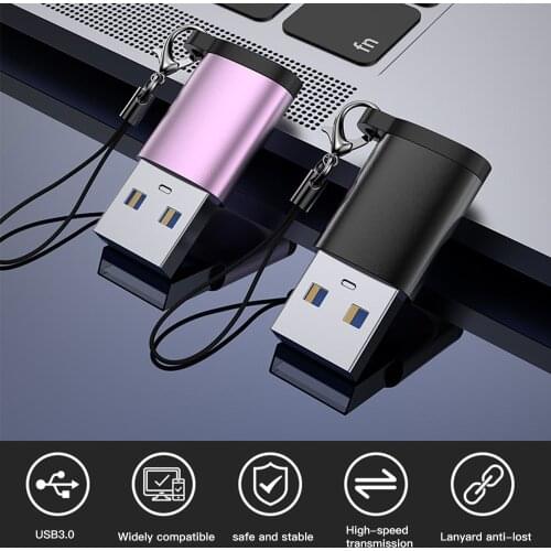 Adapter USB Type-C Micro USB Converter Cable Type C Adapter USB 3.0 for iPhone12 Pro Max 12 Mini For ipad Computer With lanyard
