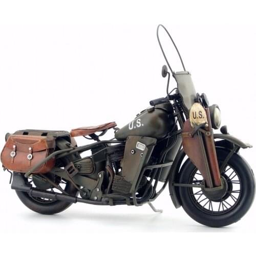 Antique Classical Military Motorcycle Model Retro Vintage Wrought Metal Crafts For Home Decoration or Gift