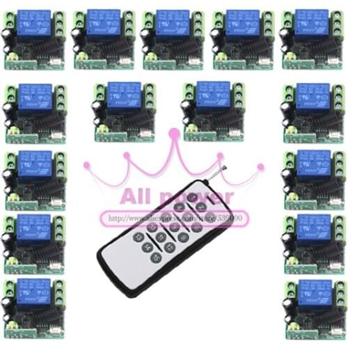 DC 12v 10A relay 1CH wireless RF Remote Control Switch waterproof remote 1*Transmitter+ 15*Receiver 315MHZ 12V LED remote switch