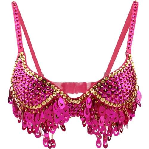 Sparkly Women Sequin Beaded Bra Top Sexy Tassel Crop Top for Festivals Raves Dance ClubWear Belly Dance Bra Outfit