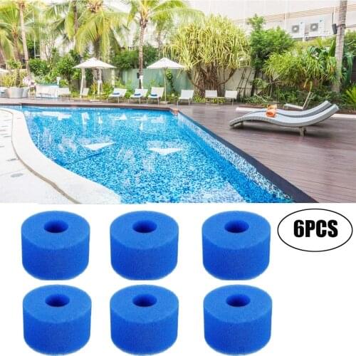 6 Pcs Foam Spa Hot Tub Filters Reusable Swimming Pool Sponge Cleaner Washable Hot Tub Cartridge S1 Type Blue