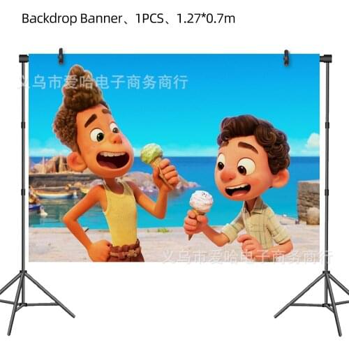 Luca Disney Party Birthday Background Cloth Kids Decoration Pixar Luca Theme Layout Anime Figure Best Gifts for Child