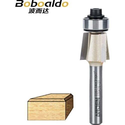 1pcs 1/4 3 flute 7deg 1/4*7/16 Bevel Trim Cutter With Ball Bearing Arden Router Bit bevels great for edge working and cut clean