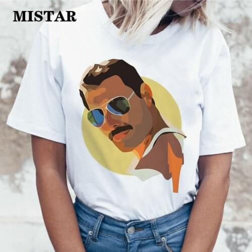 Freddie Mercury Printed t shirt Women Female New t-shirt Short sleeve Tops Aesthetic Summer Casual Femme Graphic women clothes