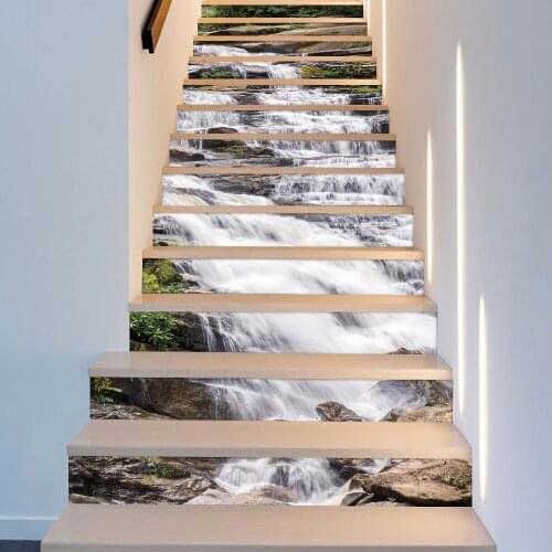 Mountains And Rivers Staircase Sticker For To The Second Floor Decorative House Stairs Art Wallpaper Peel & Stick Wall Decals