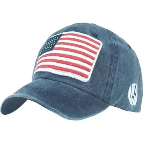 Hot sale washed distressed American flag baseball cap wild trendy men and women cotton hat ourdoor sport casual shade sun hat