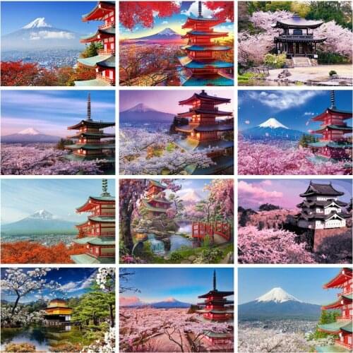 HUACAN Diamond Painting Mount Fuji In Japan 3D Full Square Drill Sale Diamond Embroidery Landscape Handicraft Handmade Gift