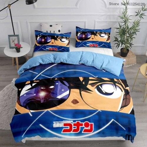 Anime Detective Conan Bedding Sets 2/3 Piece Cartoon Bed Linen Set for Kid Adult Queen King Double Size Custom Japan Bedspread