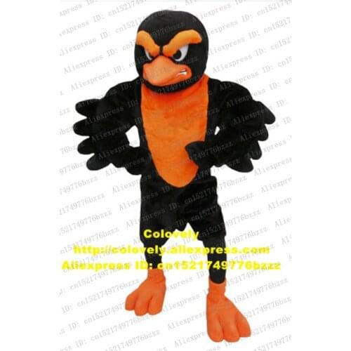 Angry Black Oragne Vulture Oriole Parrot Parakeet Macaw Eagle Hawk Glede Mascot Costume With Dense Long Eyebrows No.8673 FS