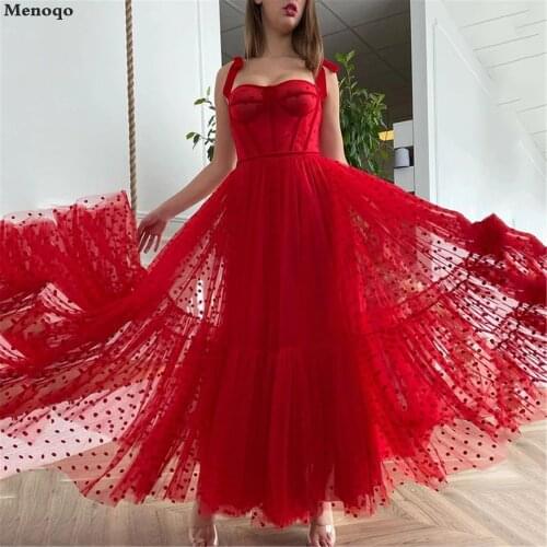 Red Glitter Tulle A Line Prom Dress Off the Shoulder Tea Length Short Formal Women Party Gowns Sparkly Evening Dresses