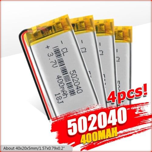 502040 3.7V 400mAh Rechargeable Li-ion polymer battery For MP3 MP4 Toy GPS Driving Recorder Bluetooth Headset speaker Lipo cells