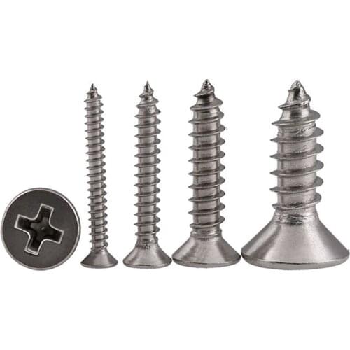 M1/M2/M3/M3.5 Countersunk Head Self Tapping Screw 304 Stainless Steel Phillips Flat Head Self Tapping Wood Screw Accessories