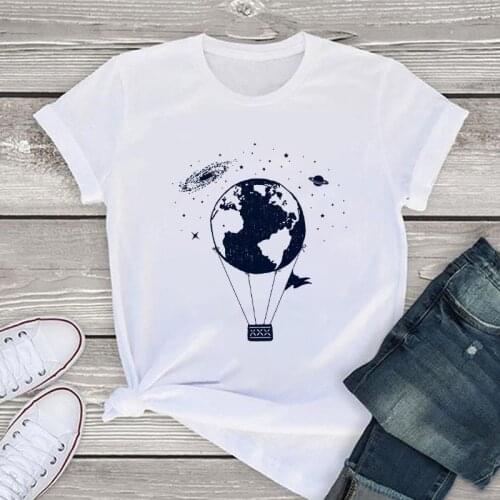 Fashion Women T-shirt Harajuku Womens T-shirt Moon Landscape Painting Graphic T-shirt Female Summer Tshirt Ladies White Tee Top