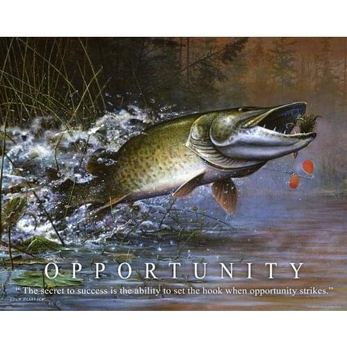 Fishing Motivational Art print Silk poster Home Wall Decor