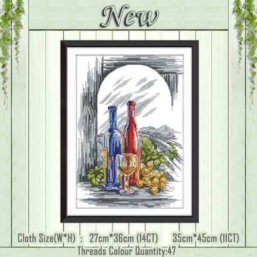 Wine fruits paintings diy decor counted printed on the canvas DMC 11CT 14CT kits Chinese Cross Stitch embroidery needlework Sets