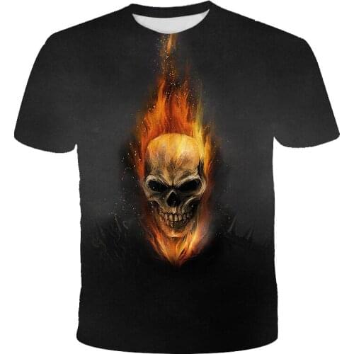 New Pattern 3D-Printed Skull T-Shirt Summer Hip Hop Style Boy Clothes Boy Girls Personality Trend T-Shirt Kids 4T-14T